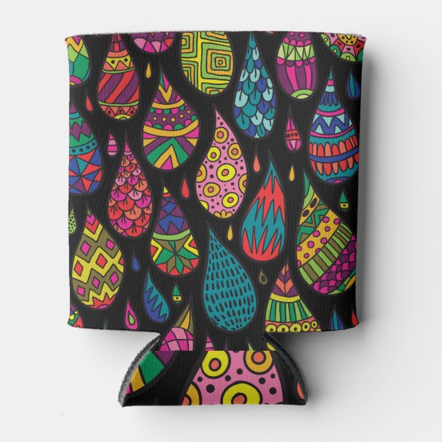 Porta-lata elegância floral, fundo abstrato. (Frente)