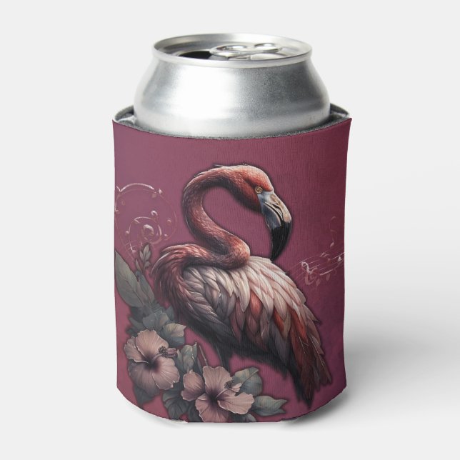 Porta-lata elegância tropical, o flamingo na luz. (Can Front)