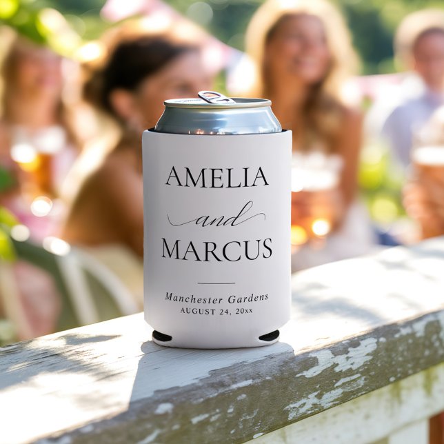 Porta-lata Elegant Classic Script Calligraphy Wedding (Criador carregado)