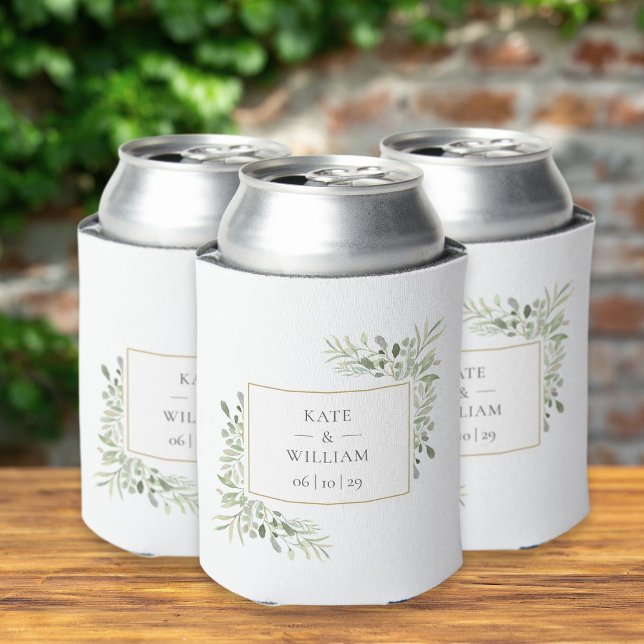 Porta-lata Elegant Greenery Foliage Wedding Can Cooler (Criador carregado)