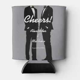 Porta-lata Elegant Modern Gay Men Wedding Rainbow