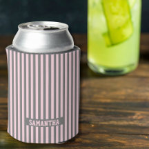 Elegant Pink and Gray stripes Monogrammed custom