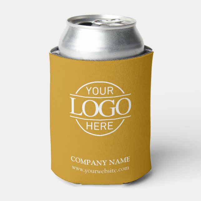 Porta-lata Elegant Simple Mustard Company Business Logo (Can Front)