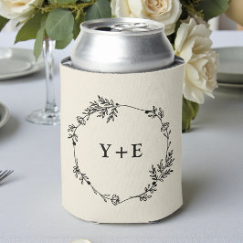 Porta-lata Elegant Simple Natural White Monogrammed Wedding