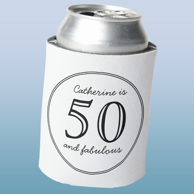Porta-lata Elegante 50 e Fabuloso Nome Aniversário (Fifty 50 and fabulous personalized name birthday can cooler)