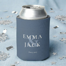 Porta-lata Elegante Ampersand Minimalista Azul para Casamento