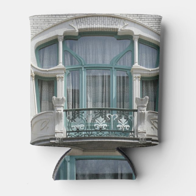 Porta-lata Elegante Art Nouveau: Na moda Balcony Window (Frente)