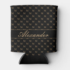 Porta-lata Elegante Dourado branco preto monograma