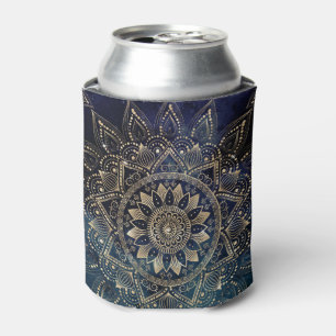Porta-lata Elegante Dourado Mandala Blue Galaxy Design