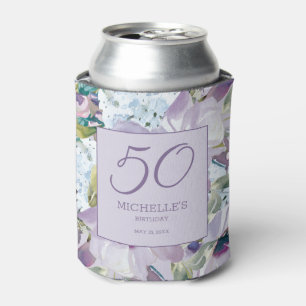 Porta-lata Elegante Lilás Roxo Floral Verde 50º Aniversário