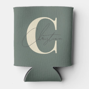 Porta-lata Elegante Monograma Cinza Quente Moderno de Meados