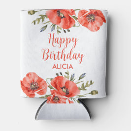 Porta-lata Elegante Red Poppy Greenery Cinquenta Aniversário