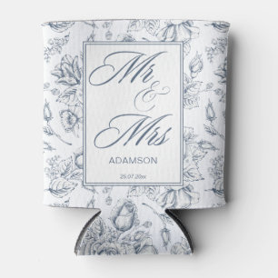 Porta-lata Elegante rosas de colheita azul empoeirado Sr. & S