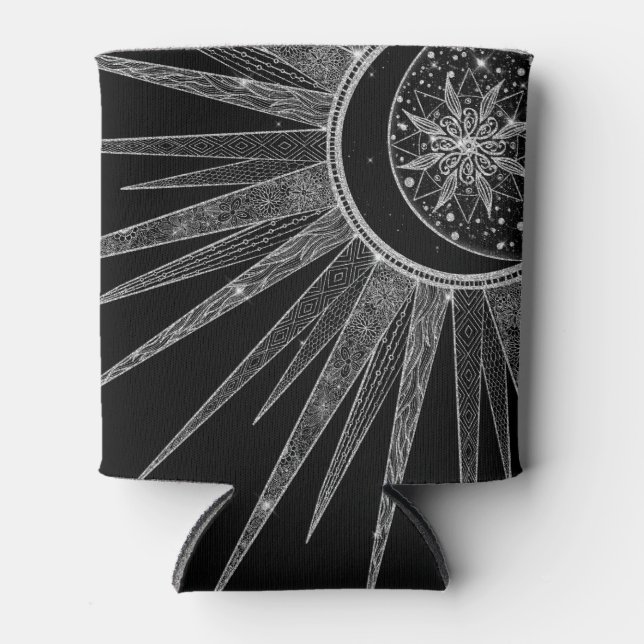 Porta-lata Elegante Sun Moon Mandala Black Design (Frente)