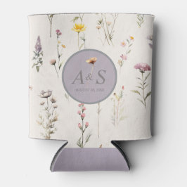 Porta-lata Elegantes Flores Silvestres de Lavanda, Rosa e Cre