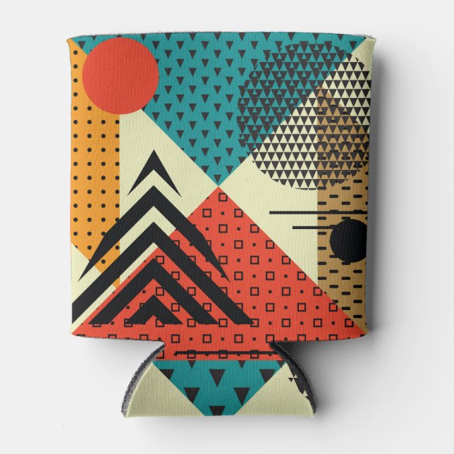 Porta-lata Elementos Geométricos Trendy, Estilo Retroativo. (Frente)