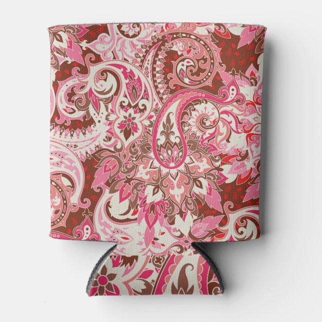 Porta-lata Elementos paisley asiáticos, boho vintage. (Frente)