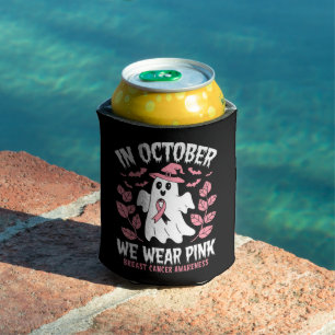 Porta-lata Em Outubro Nós Usamos a Bruxa de Halloween Rosa 