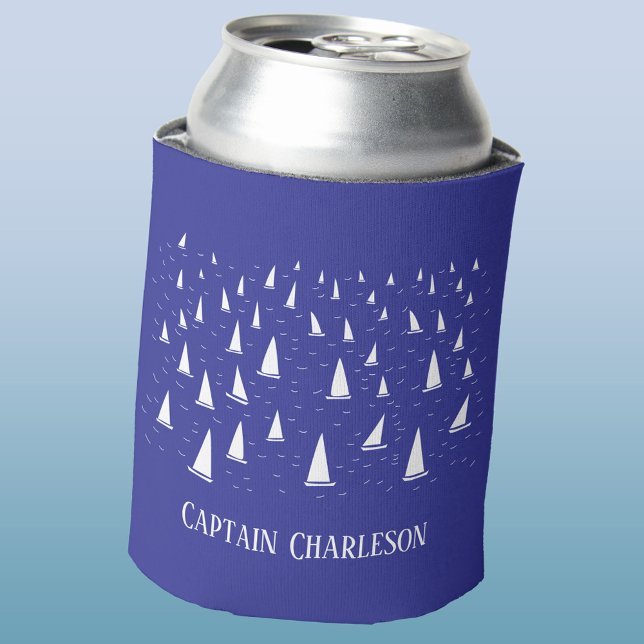 Porta-lata Embarcação de vela personalizada náutica (Sailing boat personalized boat captain yacht can cooler)