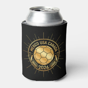 Porta-lata Emblema de Futebol Dourado 2026 México EUA Canad