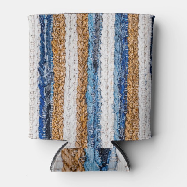 Porta-lata Encaixe: tapete de jeans reciclados. (Frente)