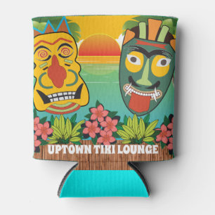 Porta-lata Encantado Engraçado Rostos com pôr do sol tropic