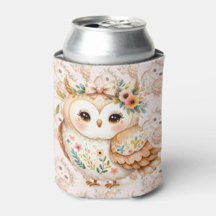 Porta-lata Encanto de Coruja Boho Cottagecore Floral Farmcore