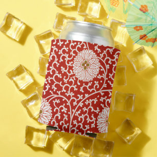 Porta-lata Enfeite Chinês Owen Jones Floral Vermelho Branco