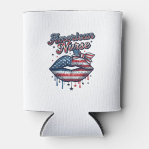 Porta-lata Enfermeira Americana Desenho de Camiseta Vetorial