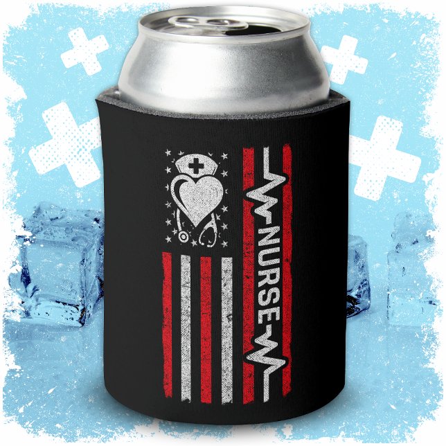 Porta-lata Enfermeira Apreciação Hero Heart Life Bandeira Ame (Criador carregado)