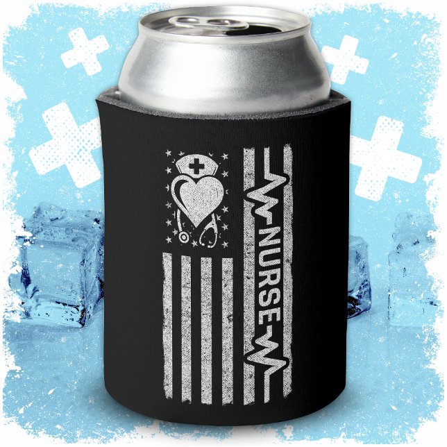 Porta-lata Enfermeira Apreciação Hero Heart Life Bandeira Ame (Criador carregado)