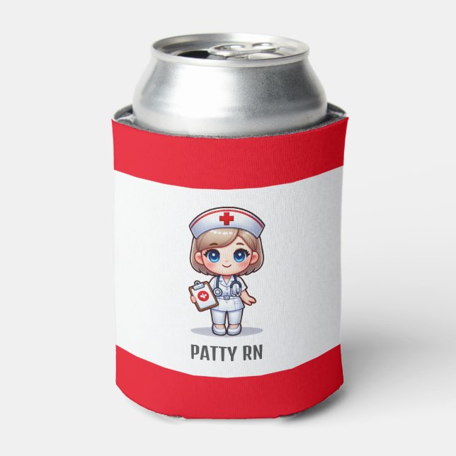 Porta-lata Enfermeira de Manga Bonita com Olhos Azuis de Cabe (Can Front)