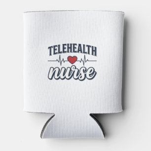 Porta-lata Enfermeira de Telessaúde Coração Vintage Camisa De