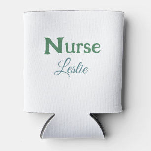 Porta-lata Enfermeira médica adiciona texto nome verde azul s