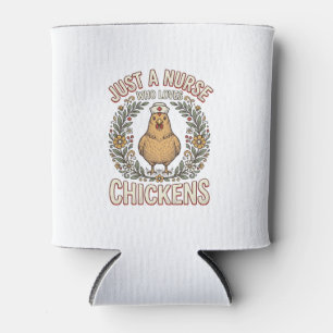 Porta-lata Enfermeira Que Ama Frangos Camisa Vintage Design_1