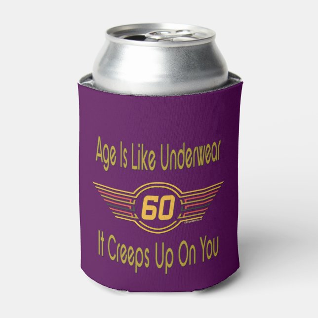 Porta-lata Engraçado 60 - Idade É Como Roupa Seca (Can Front)