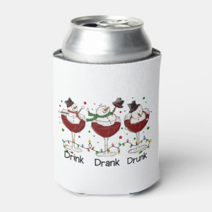 Porta-lata Engraçado "Beba, Beba, Bebado" Snowman e Wine