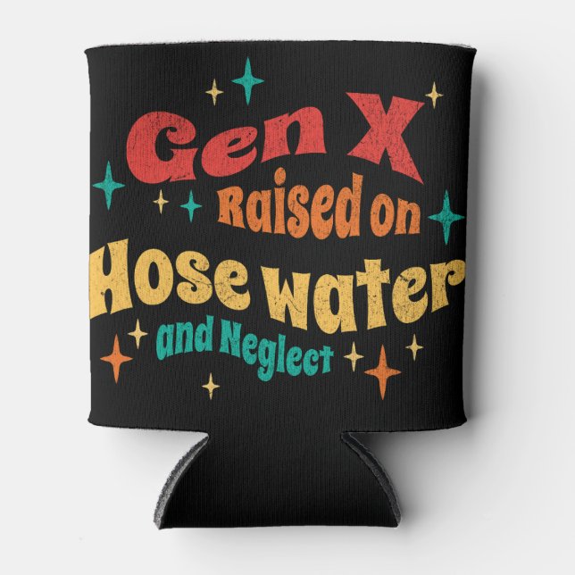 Porta-lata Engraçado Gen X erguido sobre a água da mangueira  (Frente)