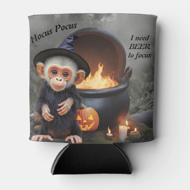 Porta-lata Engraçado Monkey Halloween Beer Personaliza (Frente)