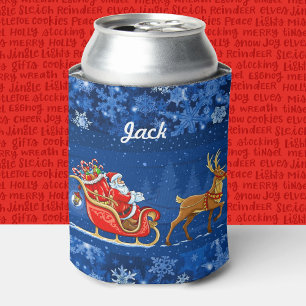 Porta-lata Engraçado Natal surpreso, seu nome cerveja