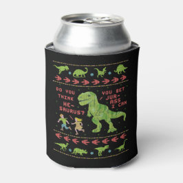 Porta-lata Engraçado Natal T Rex Dinossaur Humor Faux Knit