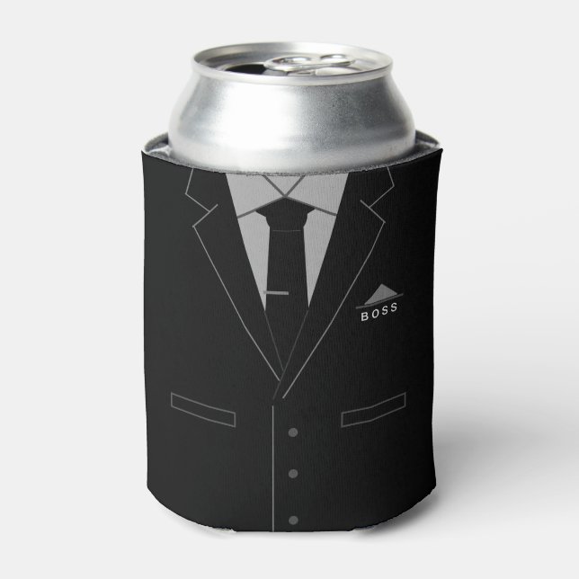 Porta-lata Engraçado negócio Black Suit Boss Pode Resfriar (Can Front)