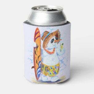 Porta-lata Engraçado Summer Snowman Surfer bebe coquetel fre