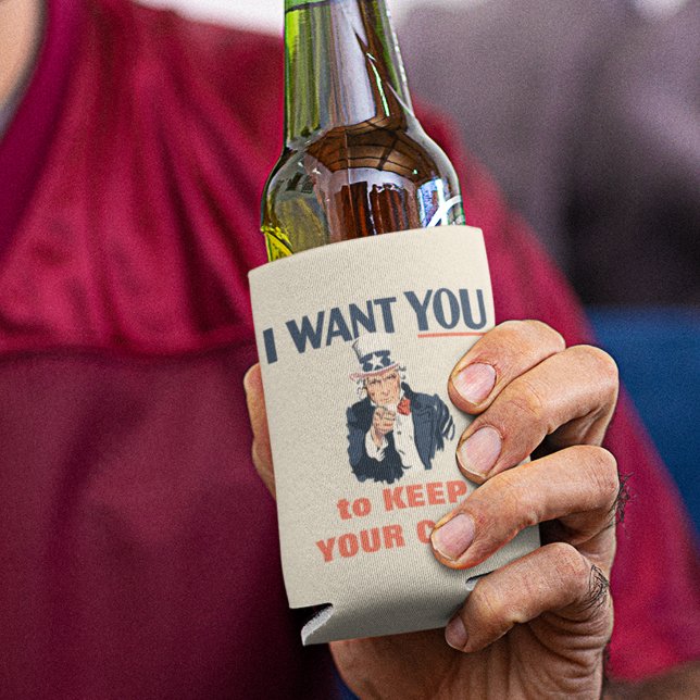 Porta-lata Engraçado Tio Sam Patriótico Mensagem Personalizad (Criador carregado)