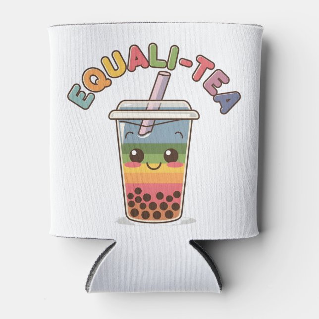 Porta-lata Equali-Tea Funny LGBTQ Bubble Tea Pride Month (Frente)