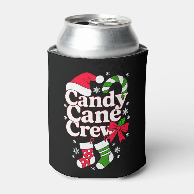 Porta-lata Equipe Candy Cane Natal Chapéu do Papai Noel Floco (Can Front)