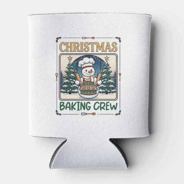 Porta-lata Equipe de Confeitaria de Natal Boneco de Neve Chef (Frente)