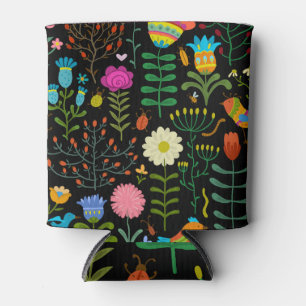 Porta-lata Esboço floral, padrão artístico perfeito.
