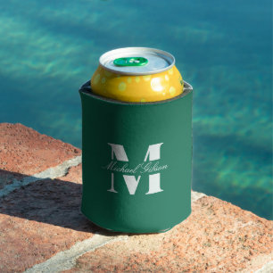 Porta-lata Esmeralda Verde   Casamento de Monograma Personali