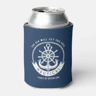 Porta-lata Espírito Náutico Âncora, Roda, Azul Marinho